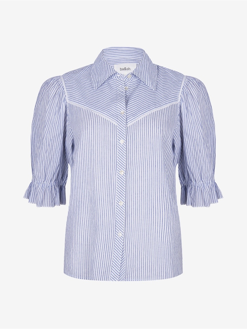 Ba&sh Blue Striped Button-Up Shirt